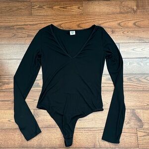 Sunday Best Black Long Sleeve V-Neck Snap Bodysuit